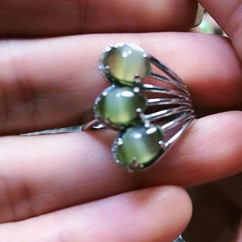 和田玉戒指银S925镶嵌