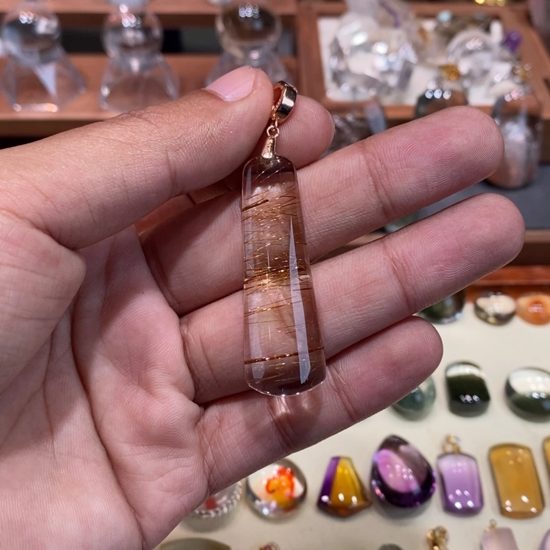 杠***花水晶银S925镶嵌颈饰发晶