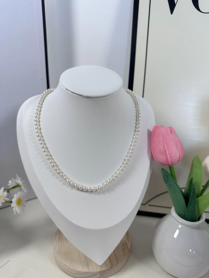 925银银制品 4.5-5mm小米珠项链气质百搭有延长链