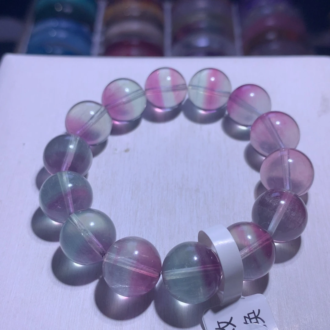 银S925镶嵌水晶手串萤石14.2m