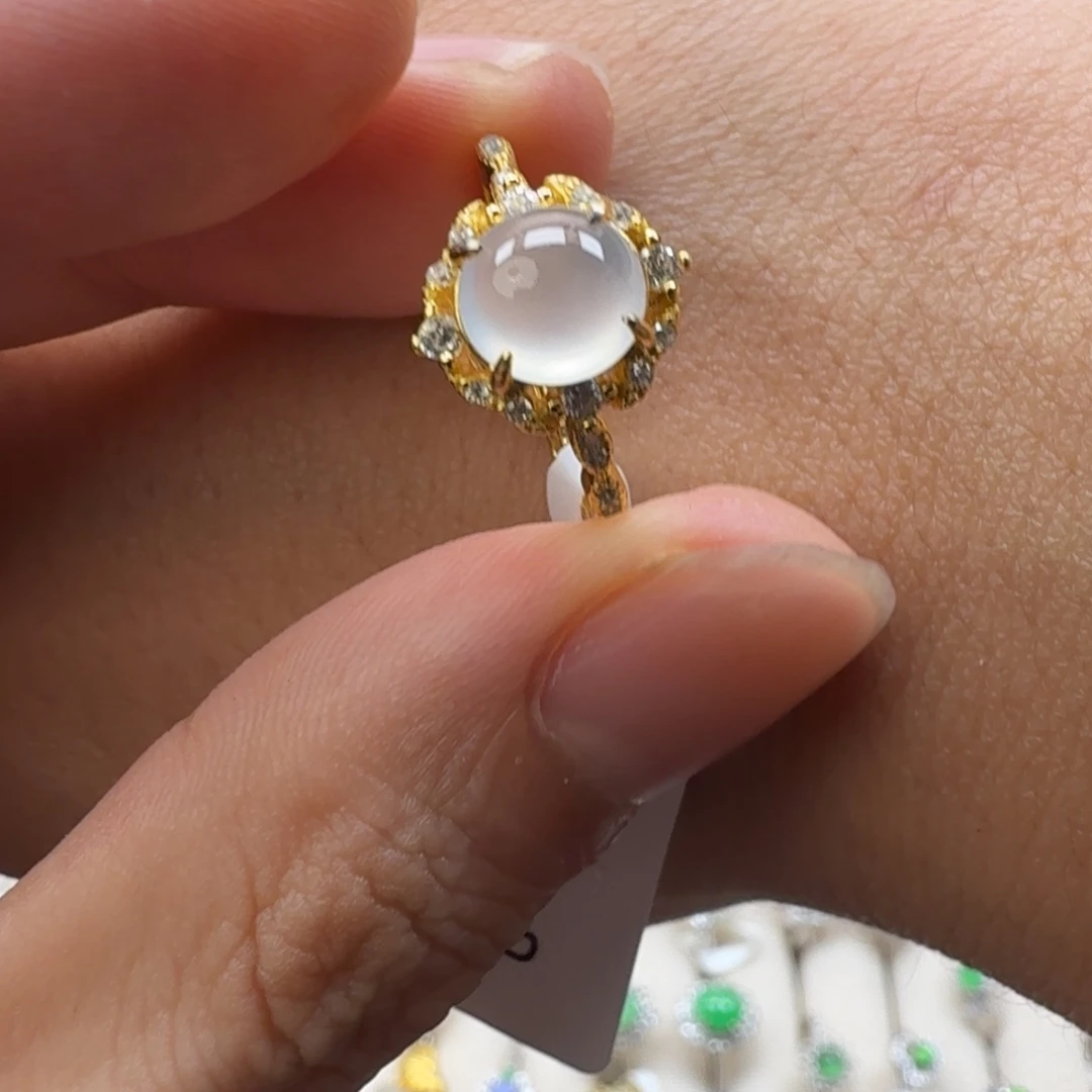 翡翠银S925镶嵌戒指天然缅甸翡翠A货