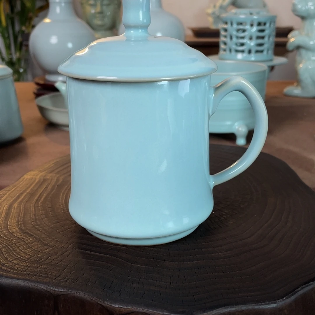 瓷微瑕简包办公杯原矿汝瓷当代