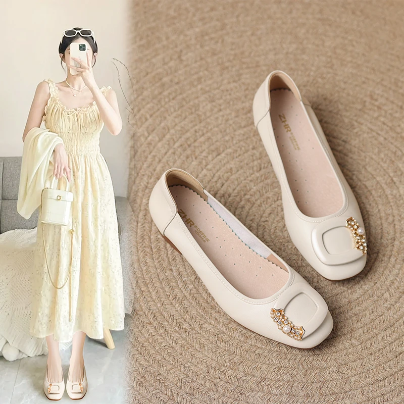 【小爽专属】ZHR则则粗跟浅口单鞋2025夏季新款水钻优雅女鞋AH323