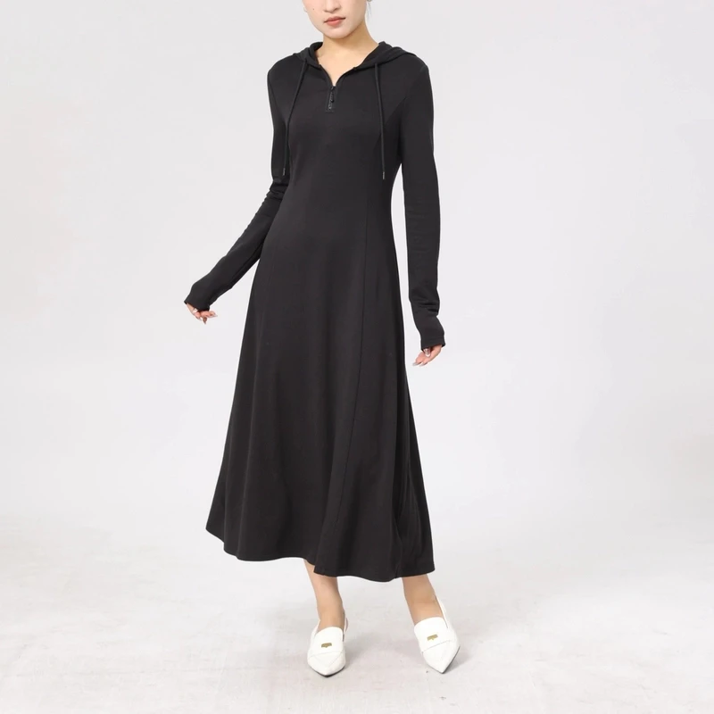AMASS/阿玛施新款街头潮酷中长裙卫衣式连帽长袖连衣裙5500526