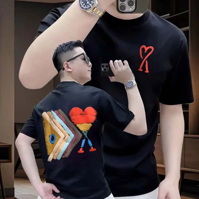 夏季新款潮牌重磅纯棉短袖T恤宽松百搭半袖前后印花帅气别致上衣