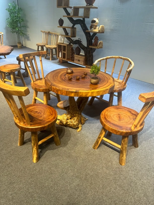 一物一拍.香樟木五件套茶几新中式新中式复古古典茶桌椅茶桌椅