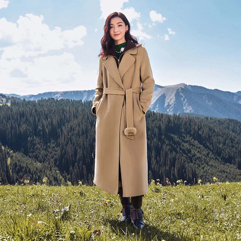 【可可专属】冬季双面呢长款羊绒气质洋气毛呢大衣KL01142D1