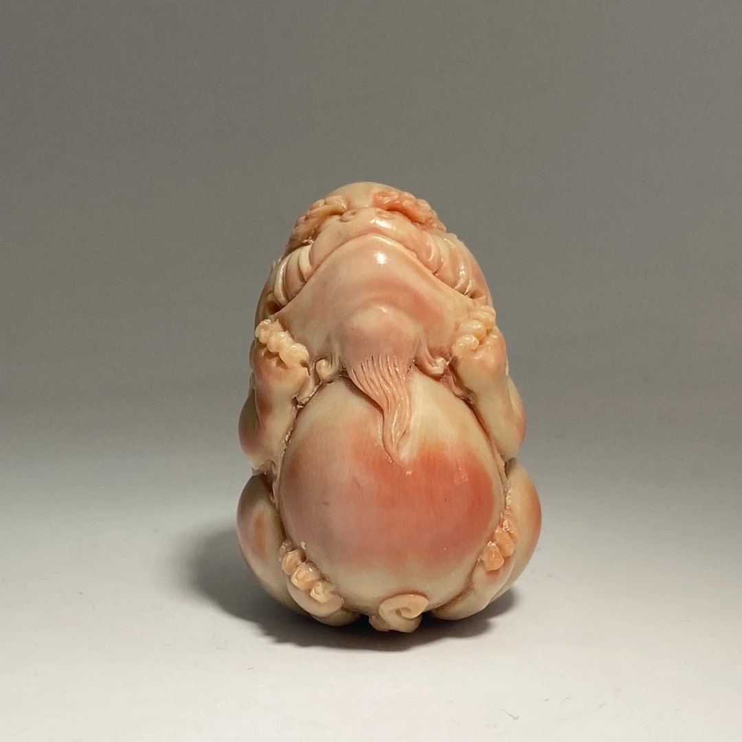 猛犸牙雕粉咖玉化貔貅手把49*34*39mm假一罚四X1557