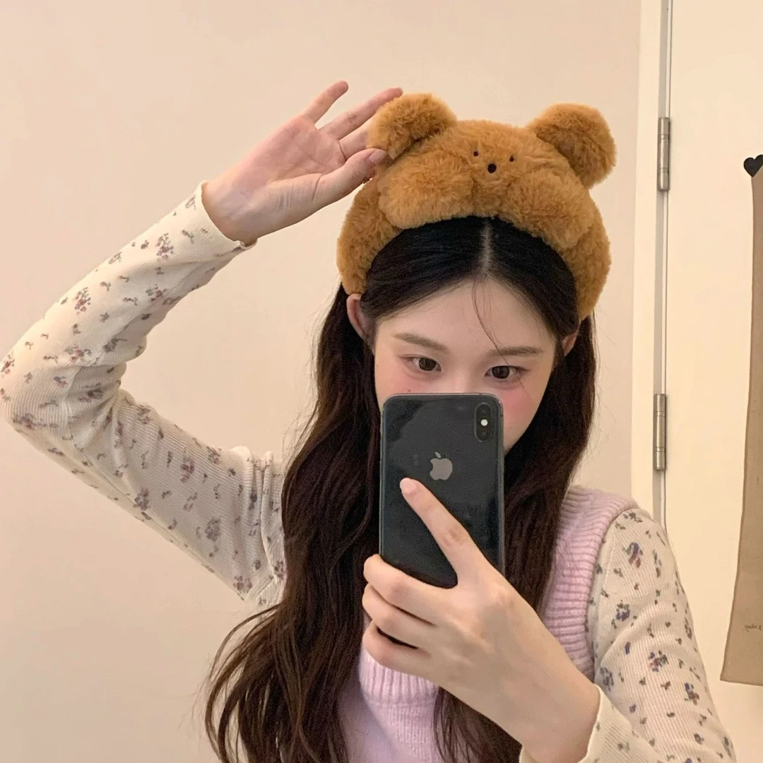 SHOOT害羞小熊 可爱毛绒小熊兔子发箍搞怪卡通头箍洗脸化妆束发饰