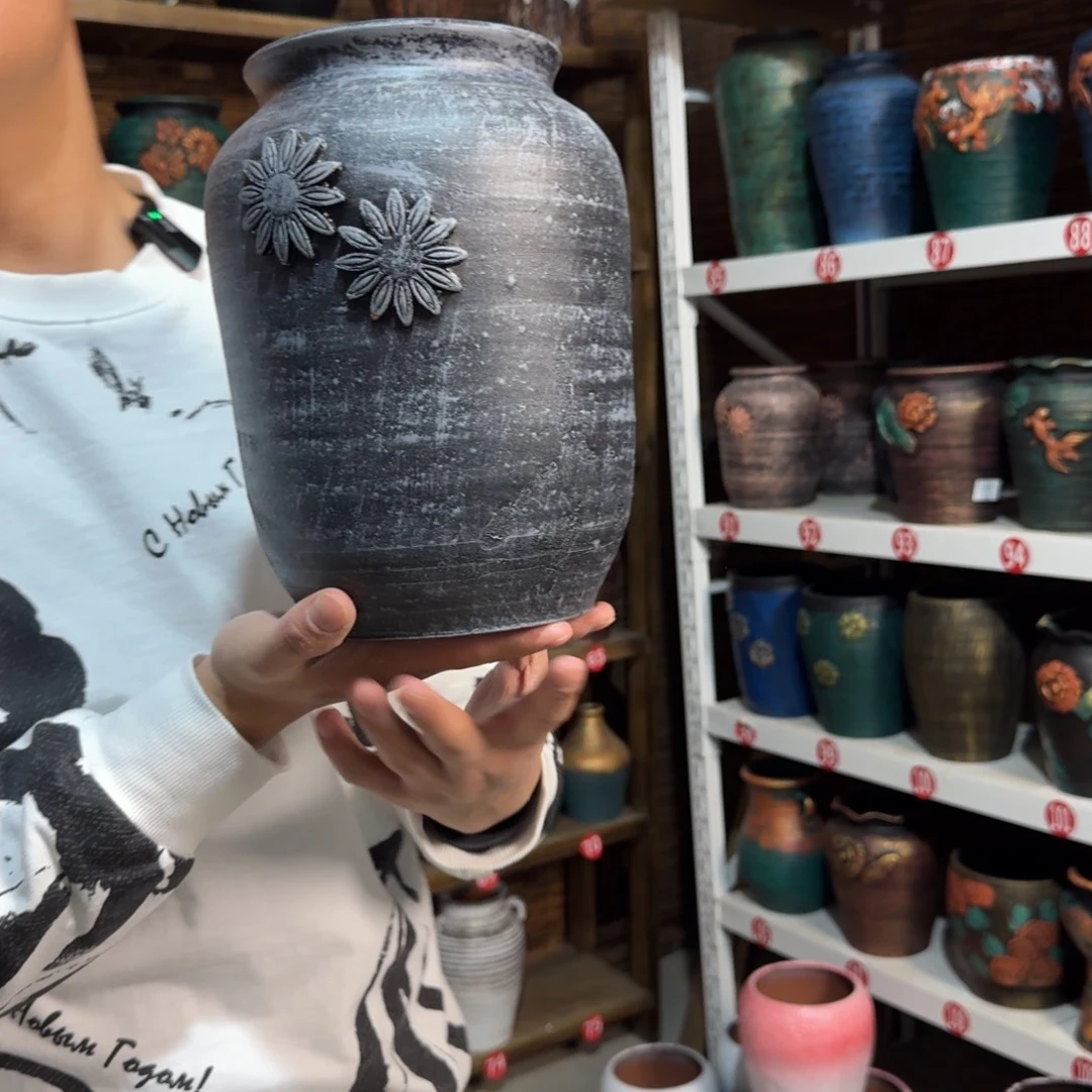 带孔高端浮雕花盆高度+口径25-15