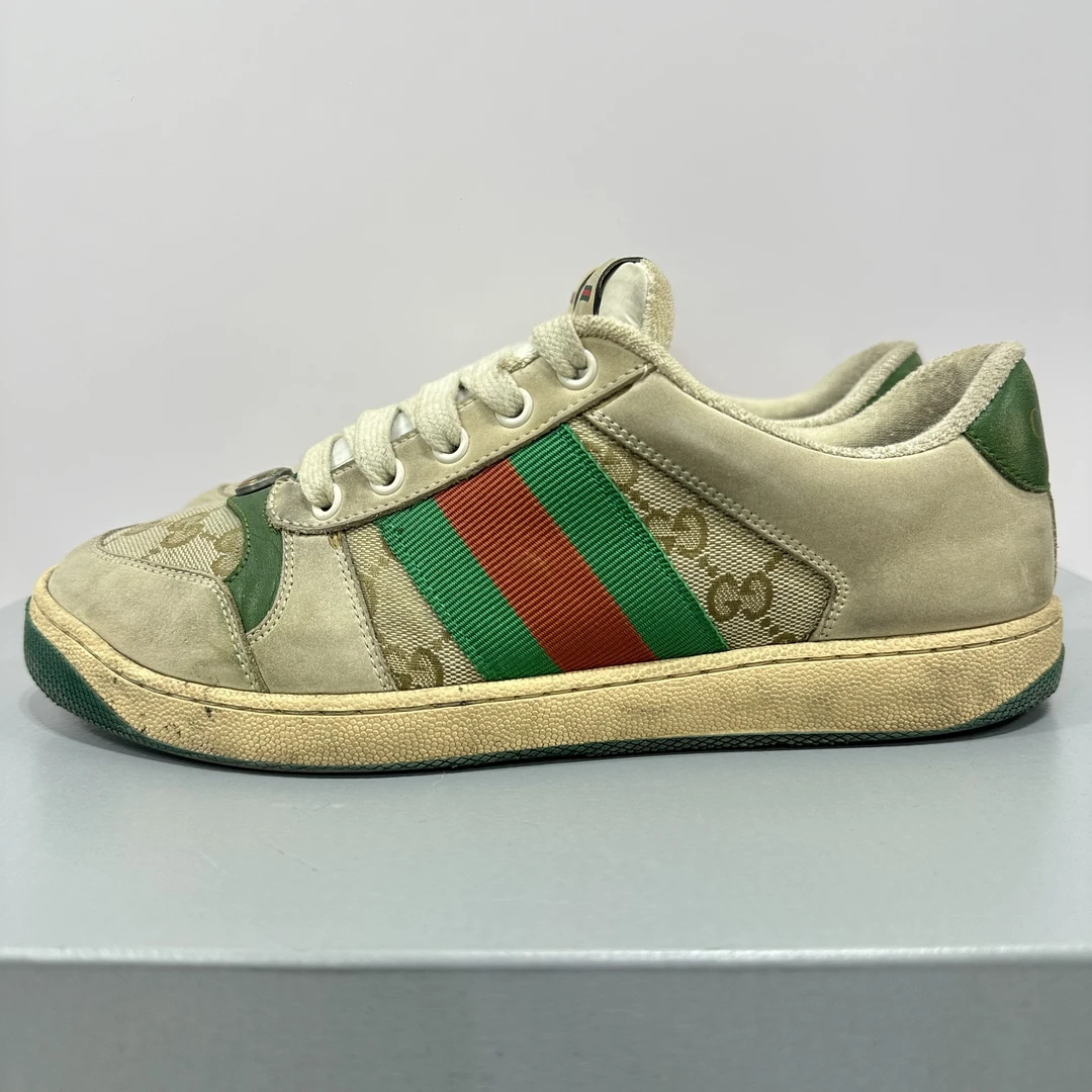 90新 GUCCI/古驰 39.5码 Screener 乌木色 脏脏鞋