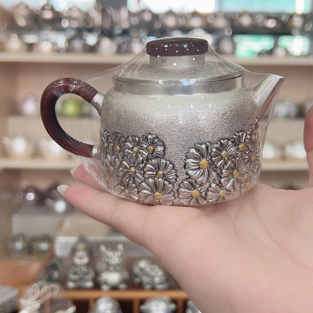 足银999木柄泡茶壶