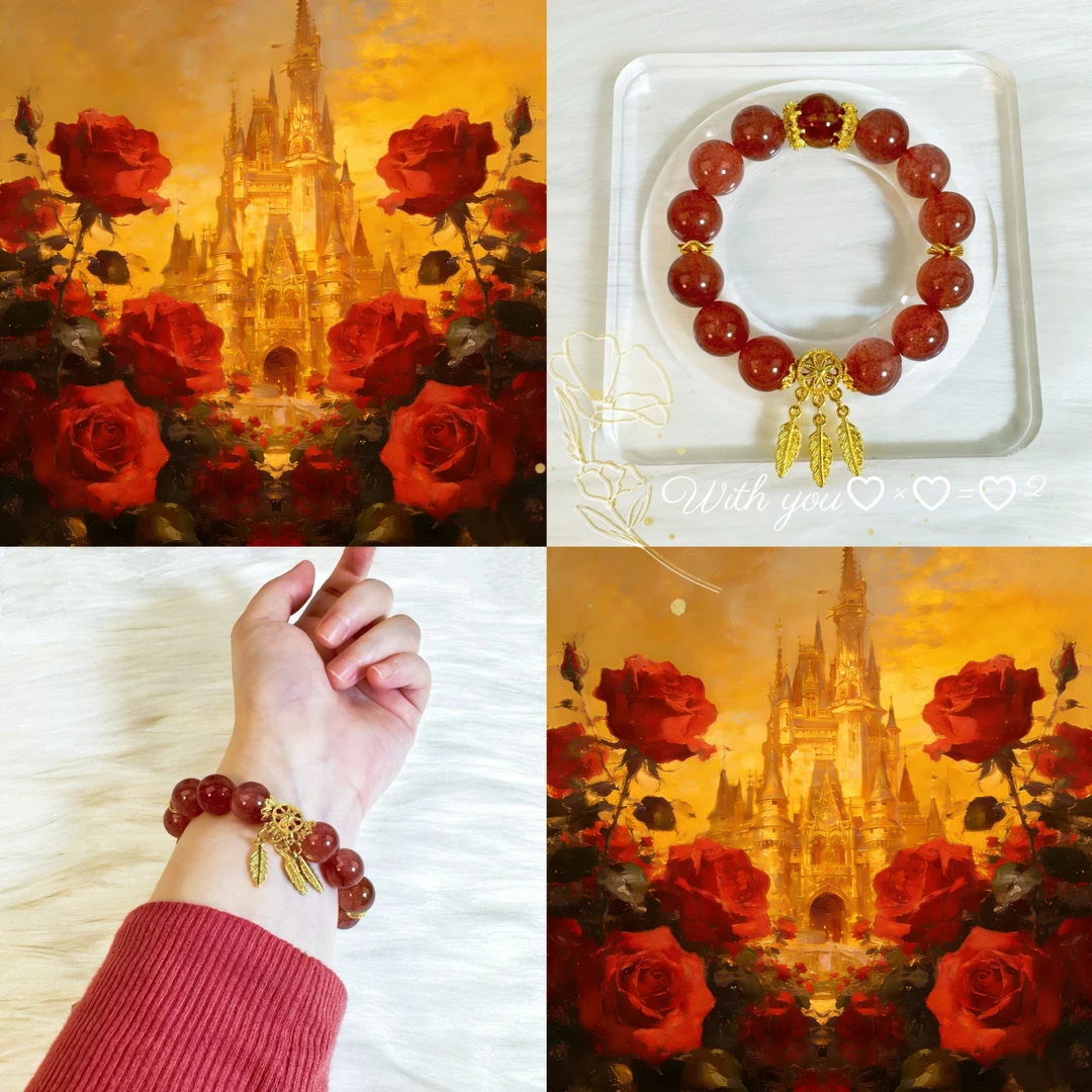 手链 原创设计高级时尚精致鎏金草莓手串不掉色生日礼物招财