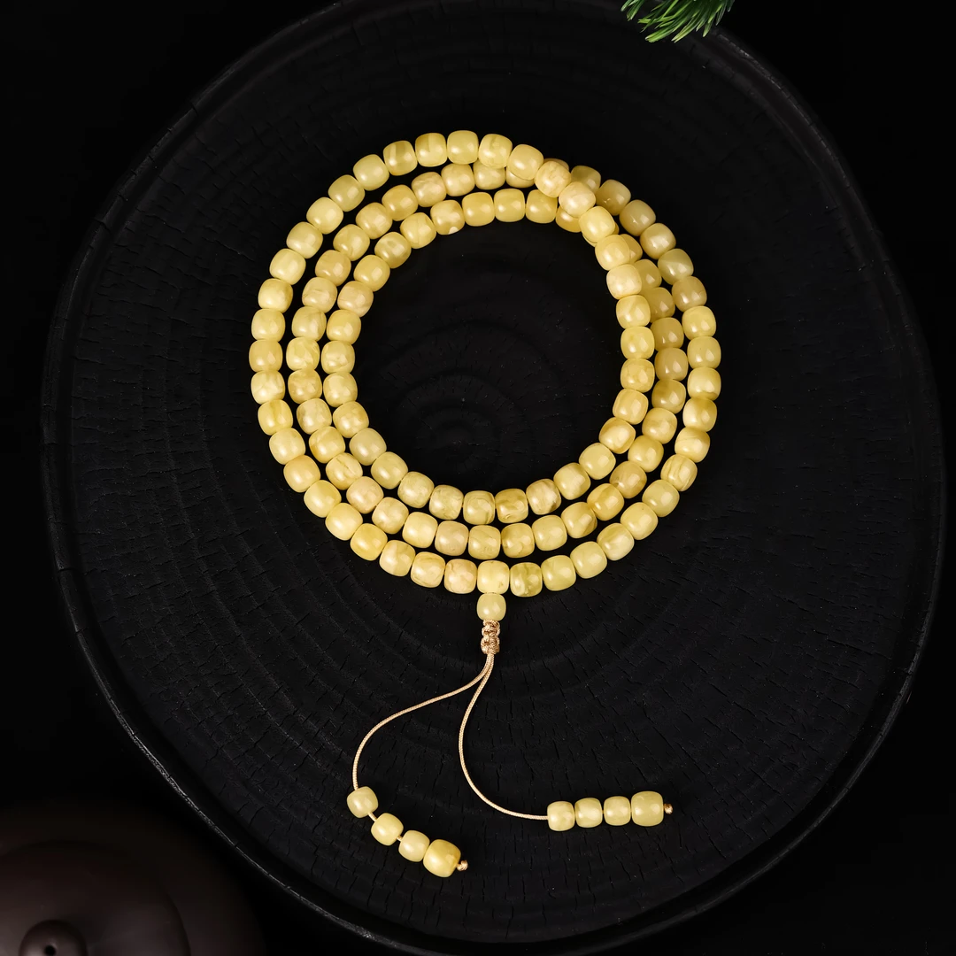 【蜜蜡系列】天然原矿蜜蜡精工老型满蜡极限弧108长串