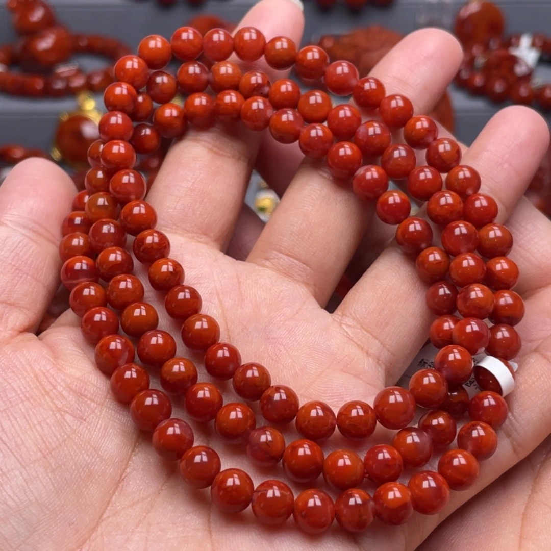 南红玛瑙未镶嵌珠宝奇石多圈7mm