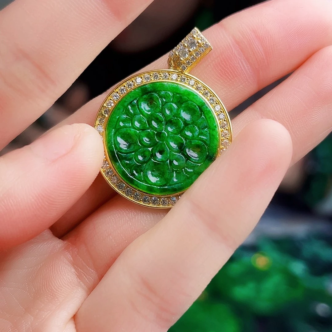 颈饰银S925镶嵌翡翠