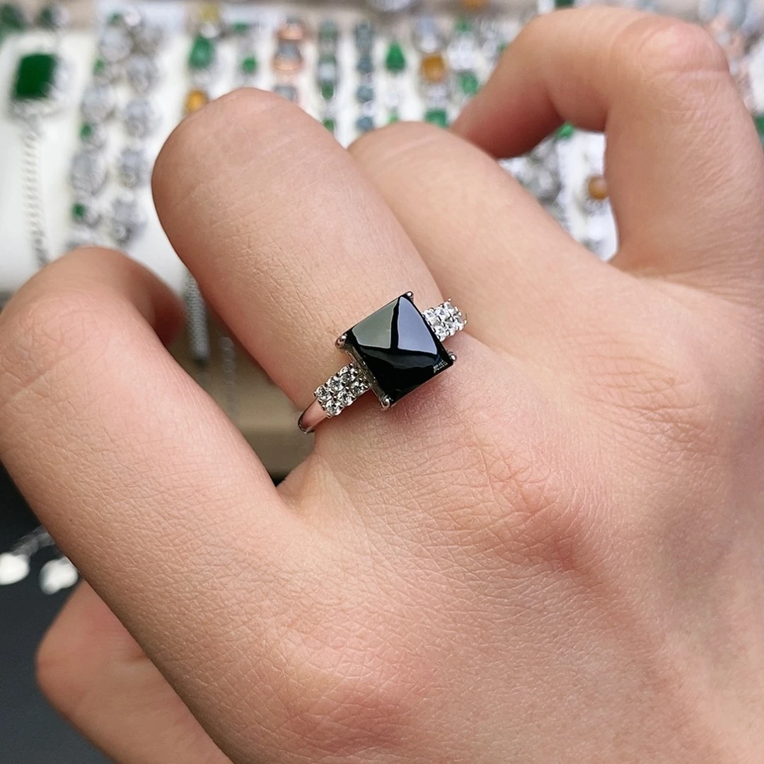 翡翠银S925镶嵌戒指