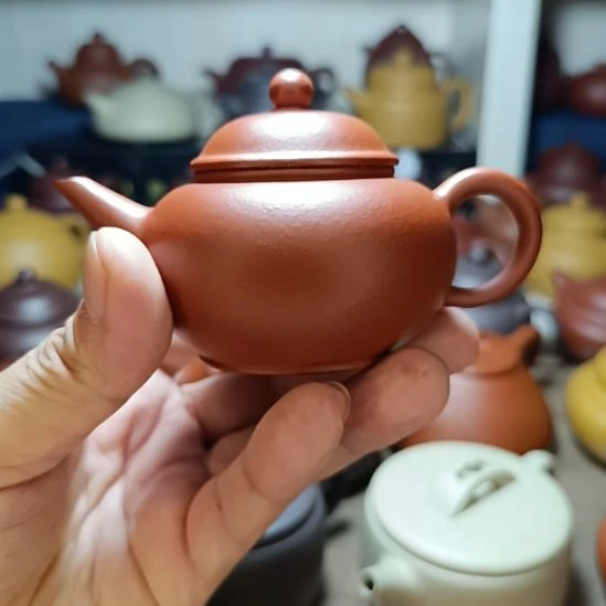 紫砂茶盘原矿红降坡水平内推140cc半手工