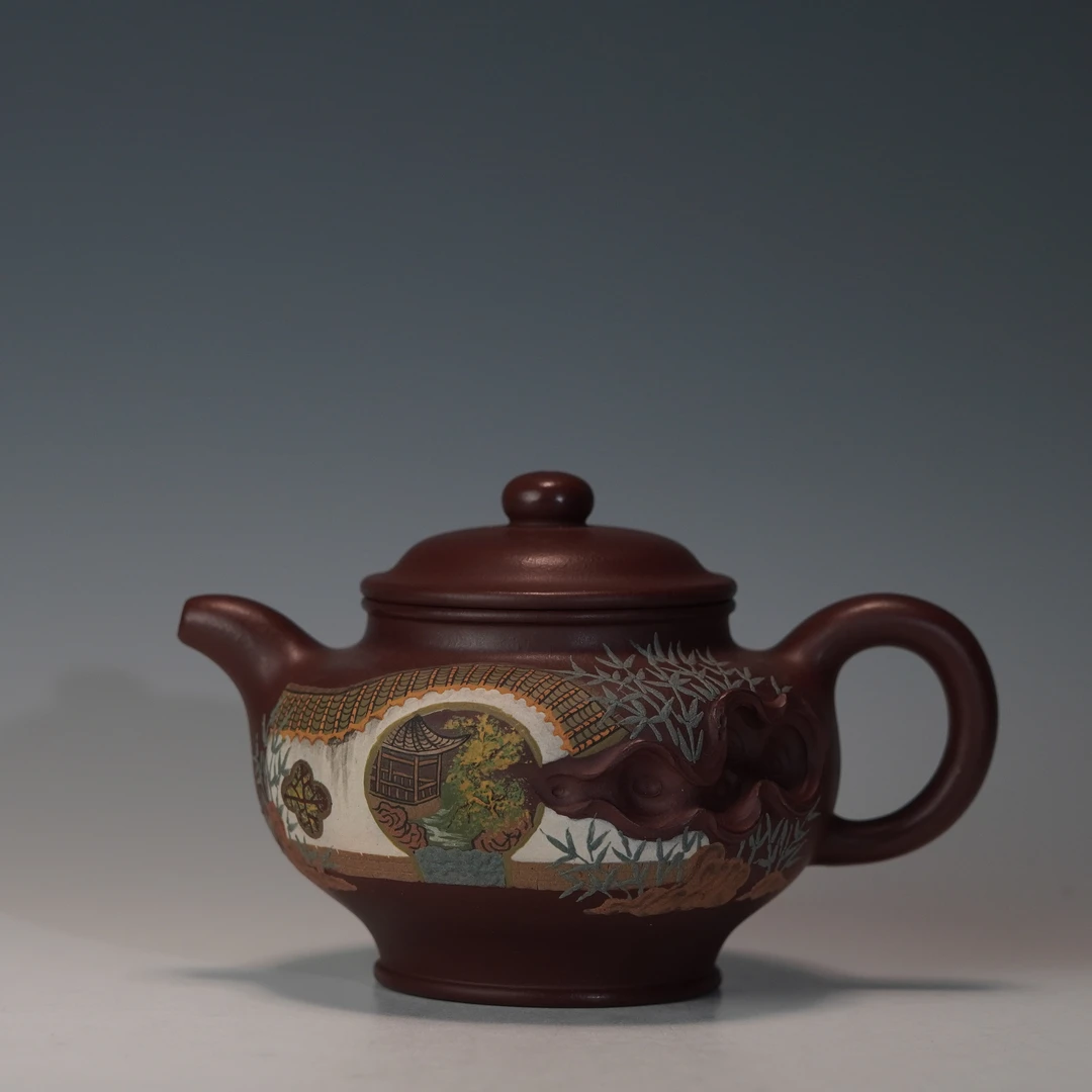 lot.22714 蒋锡坤 合作老师：范曾紫茄泥掇只壶 320cc