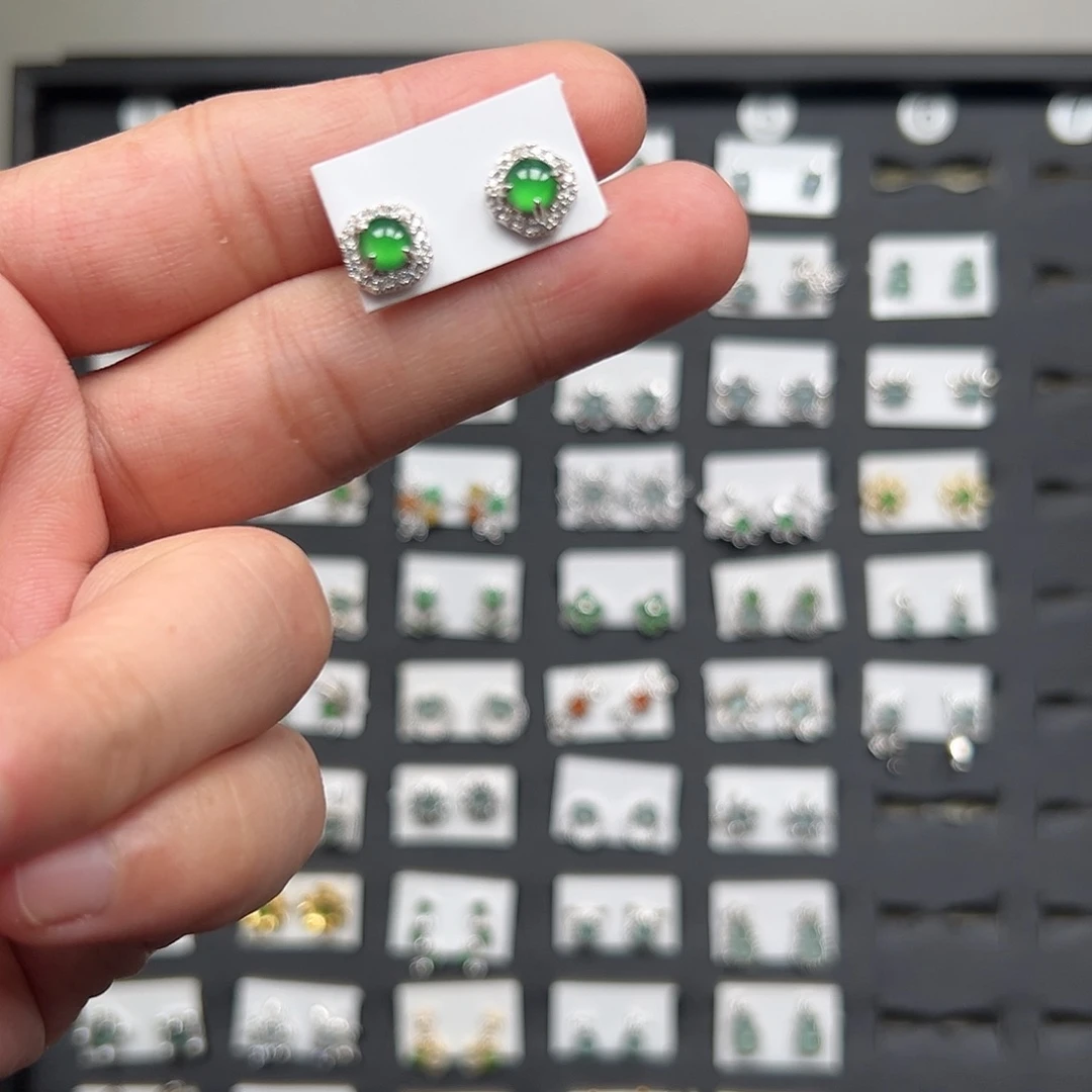 *****翡翠银S925镶嵌耳饰