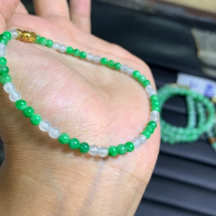 你***王定制翡翠未镶嵌翡翠珠串卡3.8不退不换
