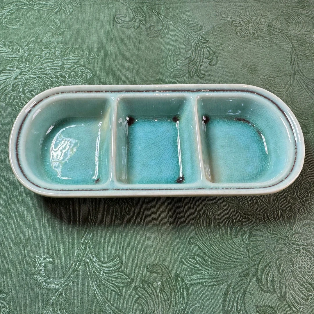 结晶釉3格料碟高温釉下彩