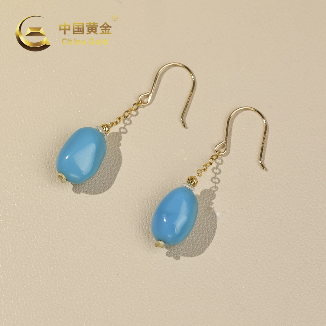 【中国黄金】洁冉 | 绿松*耳饰*18K金镶嵌-R1805-Y