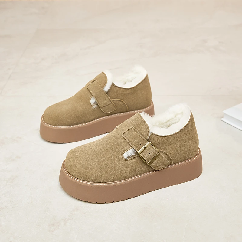 奈奈妮【6CM勃肯鞋】加绒加厚保暖勃肯鞋真皮冬季棉鞋821