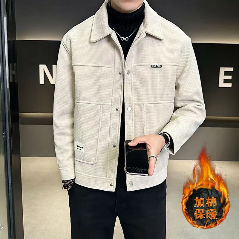 YL【加棉款】不起球不变形抗皱免打理男秋冬季新品翻领百搭夹克外套