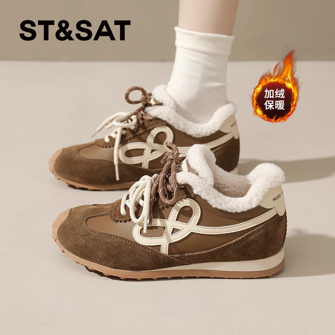 星期六加绒毛毛棉鞋女款2025冬季新款巨好看德训鞋保暖超火阿甘鞋