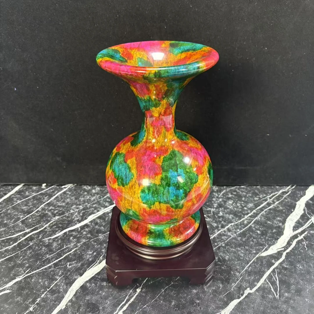 七彩花瓶适合玄关客厅商务会所的高档装饰品摆件尺寸：16-16-30