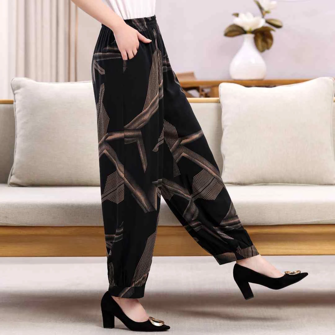 人造棉休闲灯笼裤宽松防蚊松紧高腰显瘦春夏旅游度假沙滩棉稠长裤