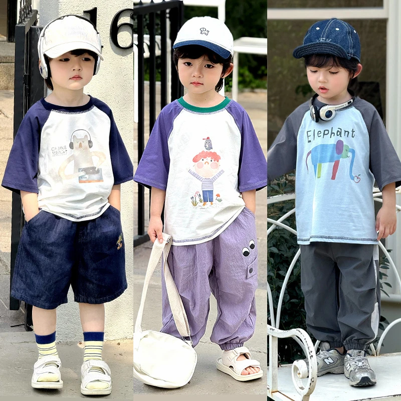 男童短袖t恤儿童夏装2025新款男孩夏季上衣薄款纯棉夏天半袖体恤