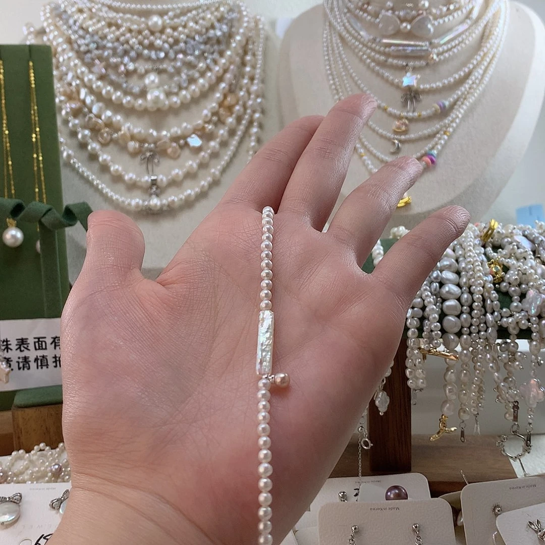 淡水珍珠银S925镶嵌手绳