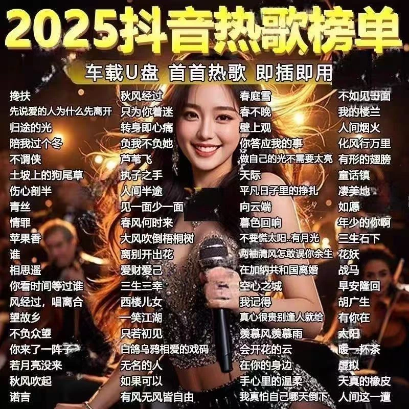 2025新款抖音伤感流行情歌车载u盘网络伤感情歌无损mp3高音质u盘