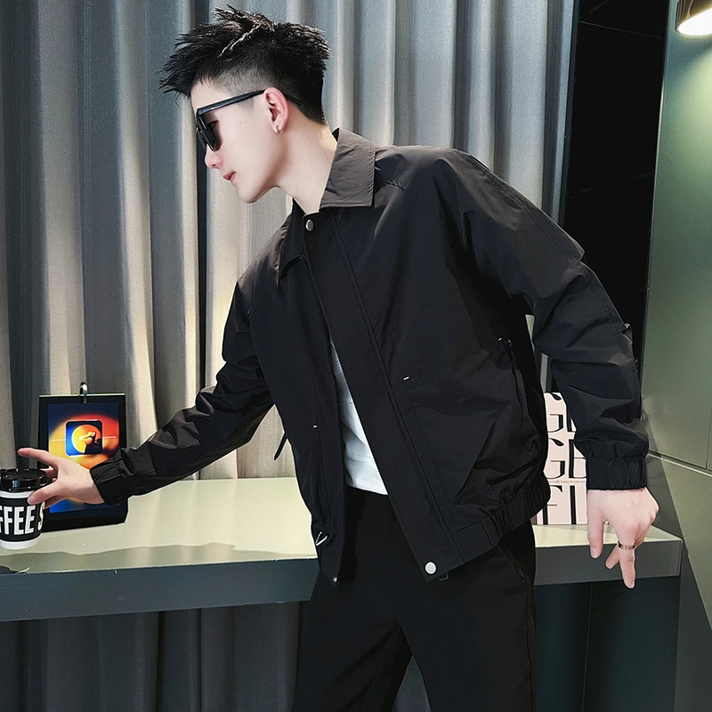 夹克男士春秋款2025新款爆款修身立领夹克男装潮牌痞帅外套上衣服