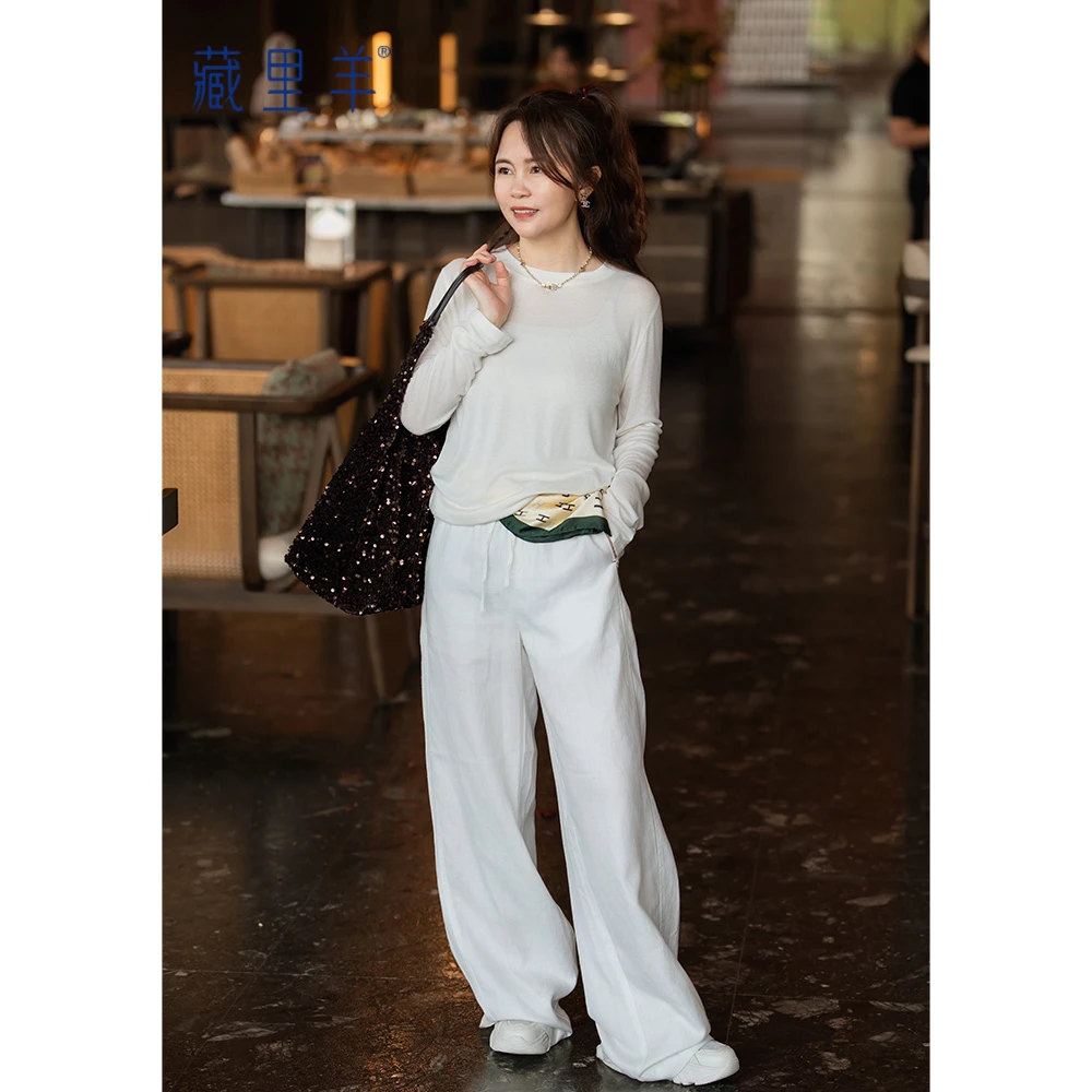 藏里羊 【轻氧裤】超绝松弛感秋冬亚麻阔腿显瘦裤子洋气衣服WG1648