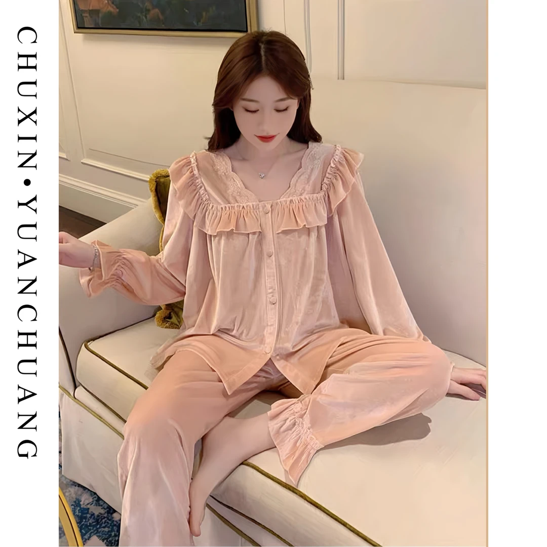 【美到心尖】慕斯绒法式睡衣女高级感可外穿家居服套装秋冬