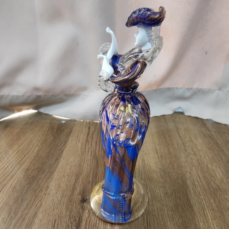 中古意大利打标Murano穆拉诺洒金琉璃宫廷贵公子摆件，保存品无损