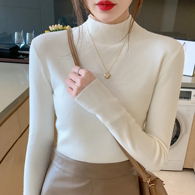 针织衫女半高领内搭打底衫套头毛衣2026年秋冬新款长袖修身上衣