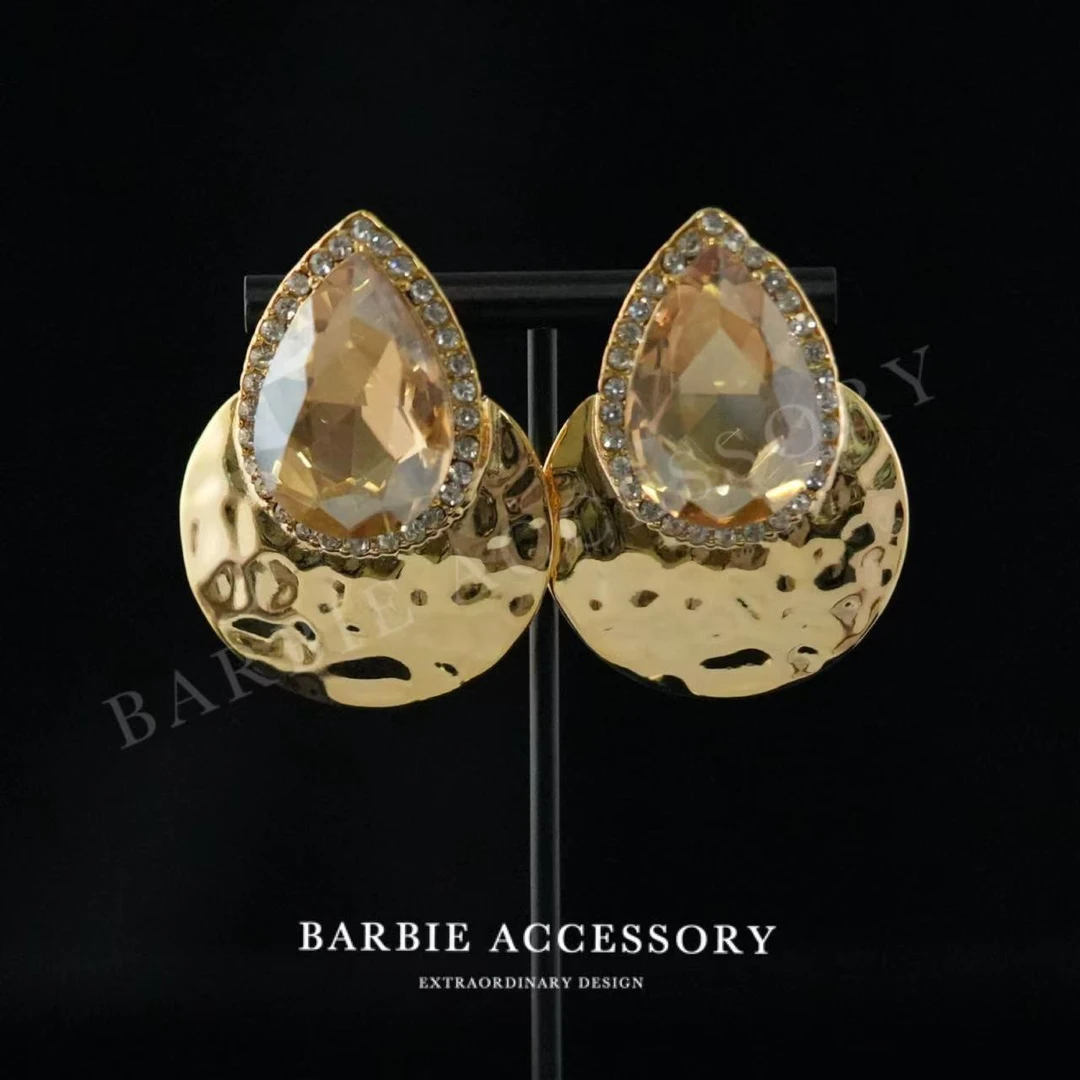 铜合金合成锆石耳饰 【冰坠镜光】时尚轻奢设计款高级绝美耳环