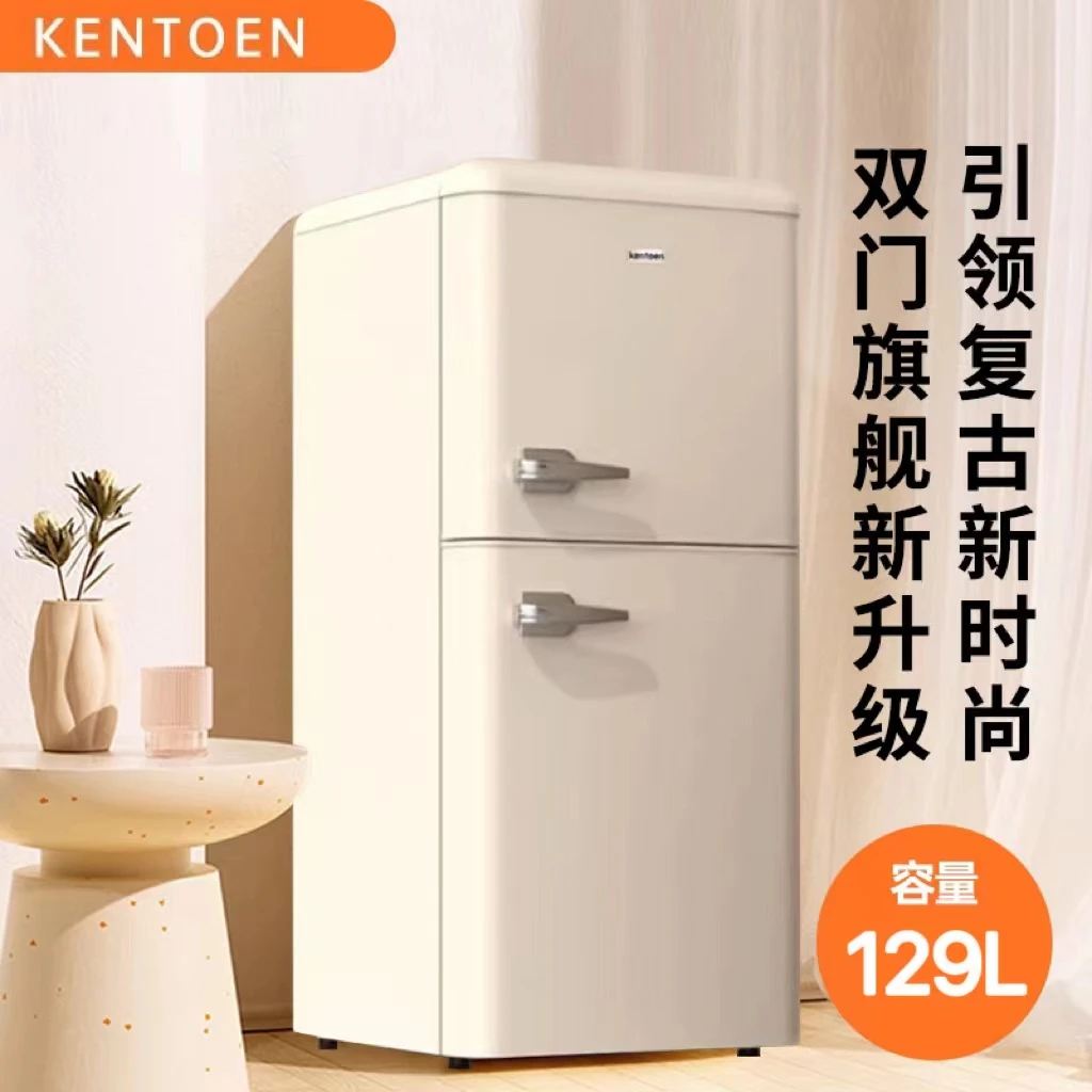 129Kentoen复古冰箱冷藏冷冻一级节能省电家用小型彩色
