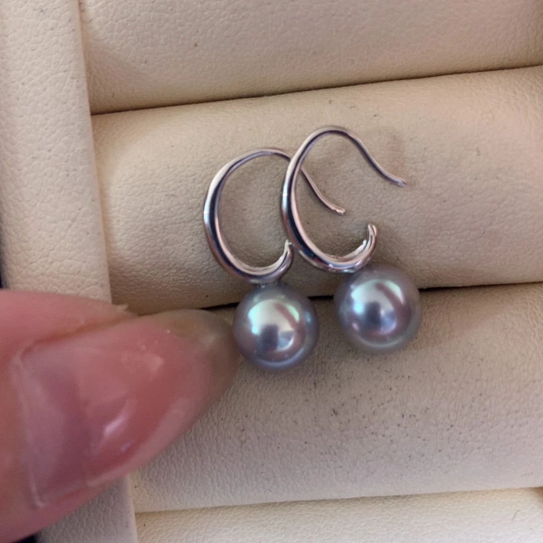 银S925镶嵌海水珍珠耳饰
