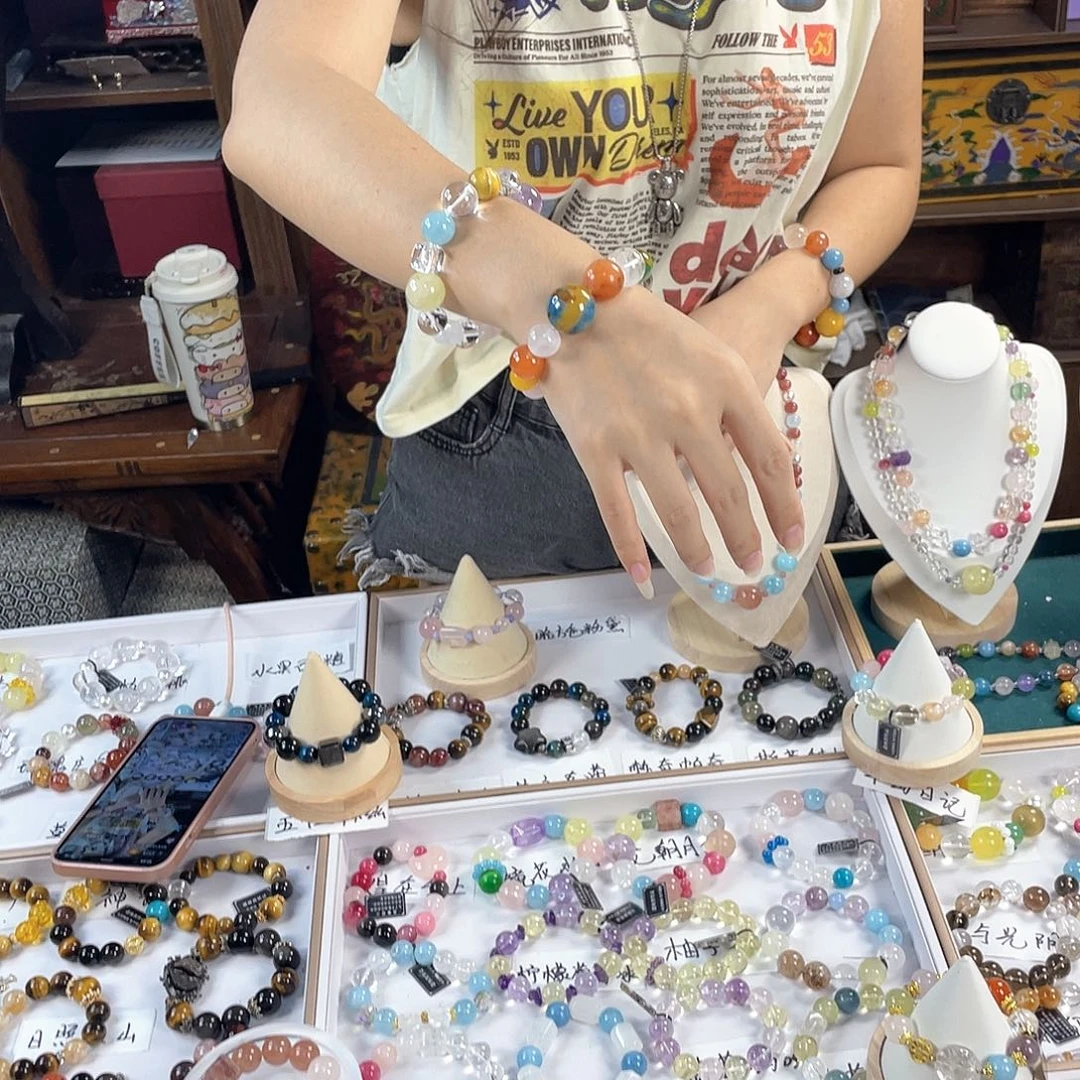 水晶手链银S925镀金镶嵌