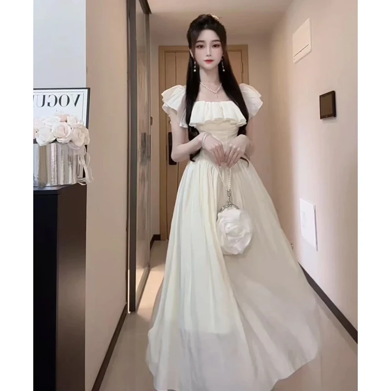 【甜甜】【有里布】法式连衣裙吊带仙女方领收腰显瘦夏季仙女裙D1705