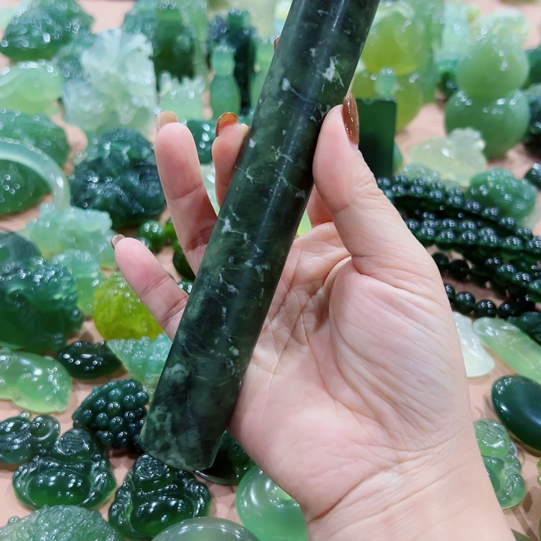 蛇纹石玉未镶嵌擀面杖