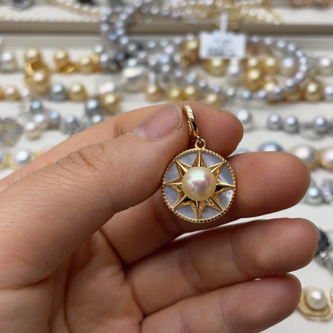 海水珍珠银S925镶嵌吊坠(不含链)