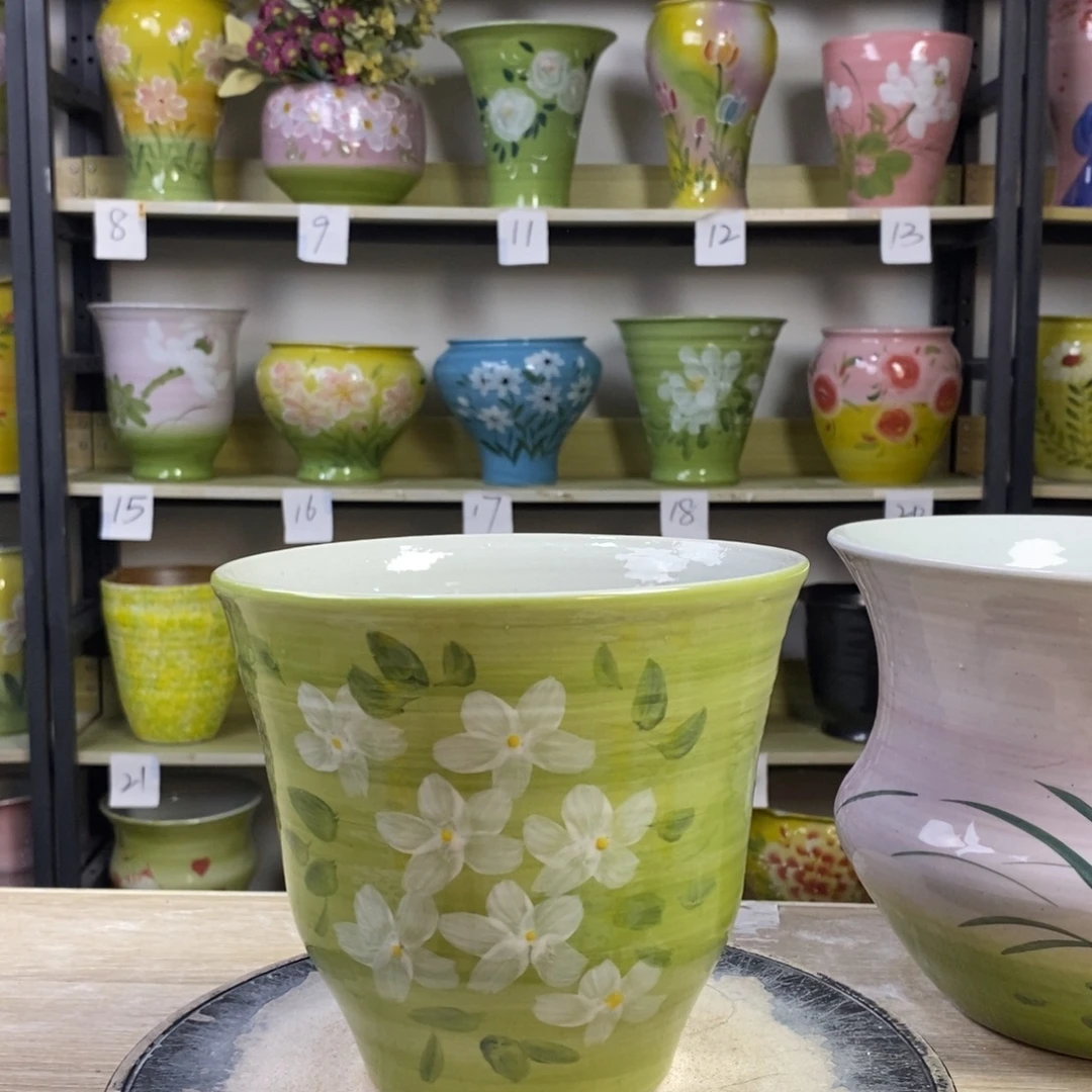 景德镇手工手绘陶瓷花盆