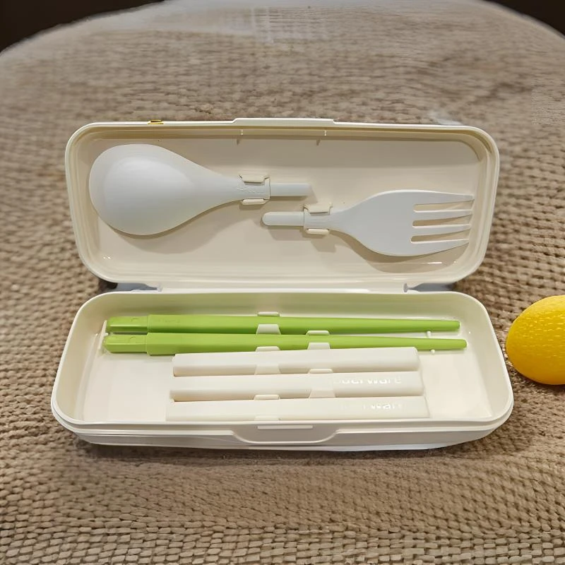 特百惠依可筷乐盒飞机旅行筷子便携式勺子叉子3件塑料便携餐具