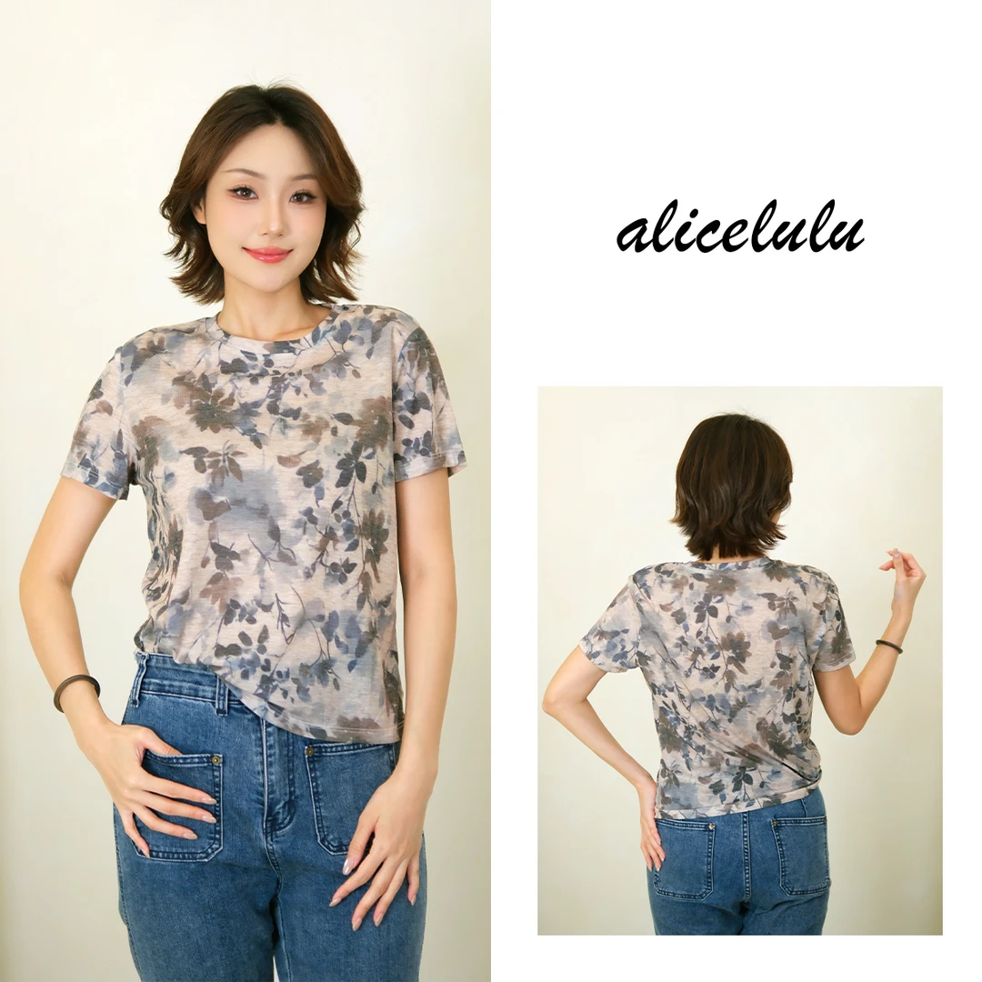 [alicelulu]休闲薄款圆领夏季时尚设计感短袖T恤S2143478T